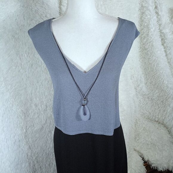 BLUE & BLACK DRESS W/NECKLACE SZ.22 EUC - Picture 3 of 6